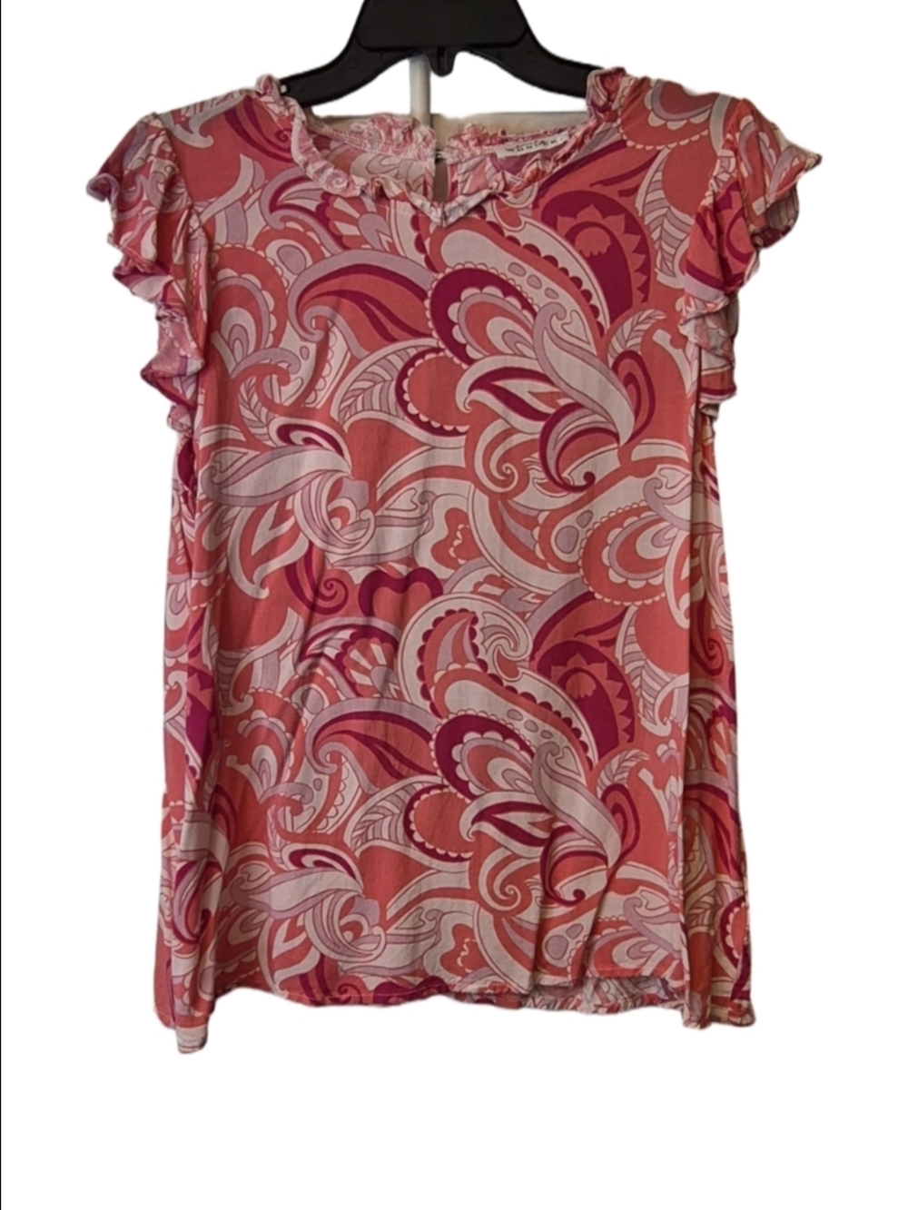 Emily Wonder Pink Patterned Women's Sleeveless Top Sz Large